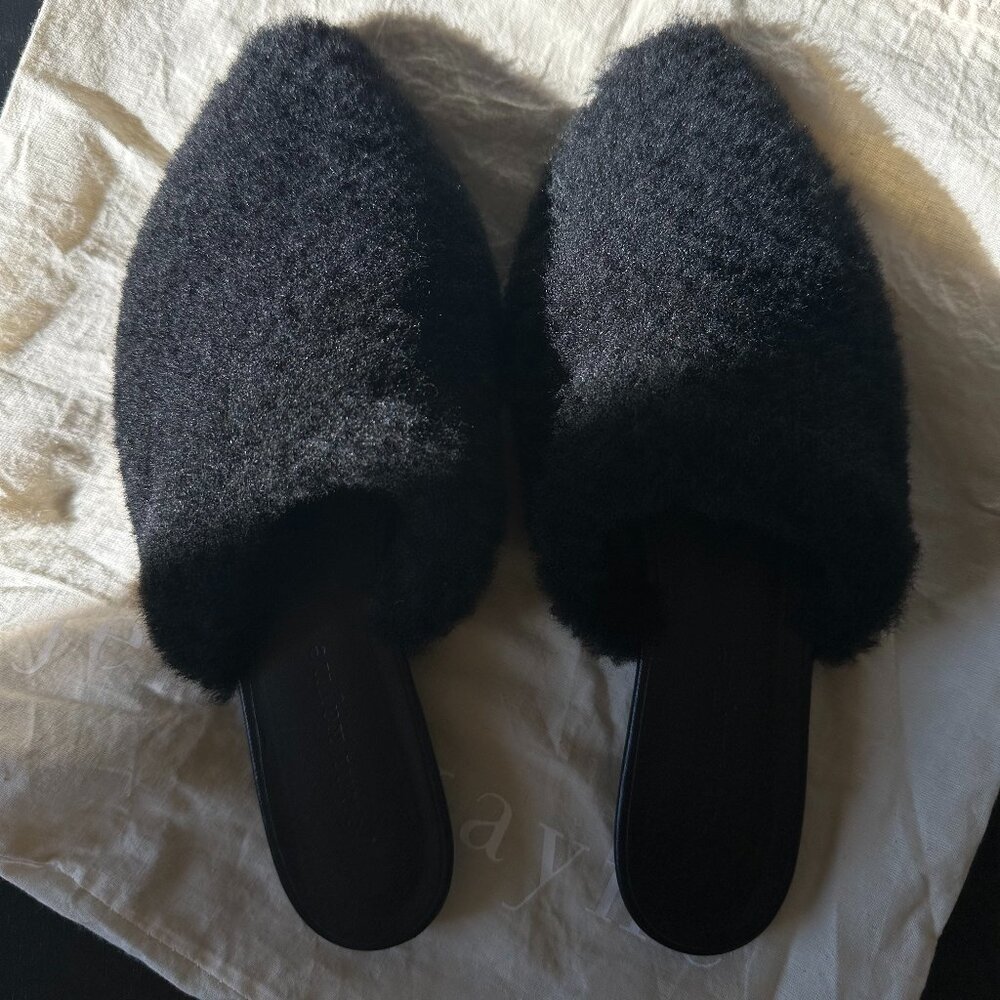Jenni Kayne Shearling Mule in Black - Size 37